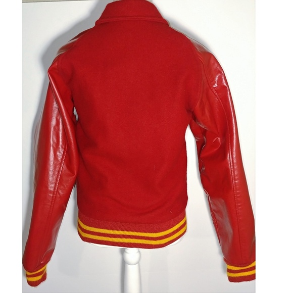 FABKNIT Jackets & Coats Vintage Wool Vinyl Letterman Jacket Wos M